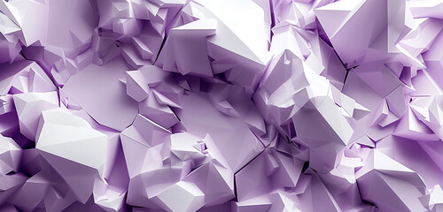 Wall Mural - Artistic amethyst and white angular crystals in 3D resemble natural formations.