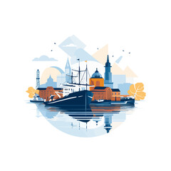Wall Mural - Seaport icon isolated on a white background. Vector illustration