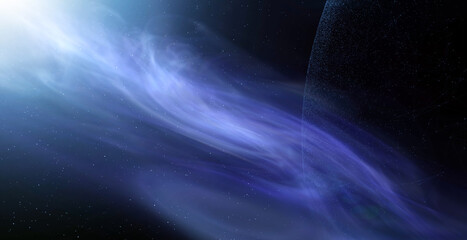 Wall Mural - abstract cosmos light with nebula light, stars and planet. illustration background.