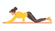 Young woman doing planking exercise isolated. Vector