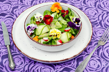 Wall Mural - Salad of vegetables and flowers.