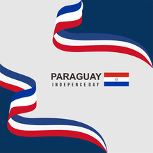 Square Illustration Of Paraguay Independence Day Celebration Banner Vector Cartoon