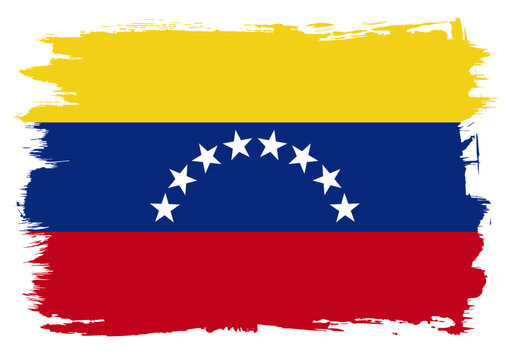 Venezuela flag with paint brush strokes grunge texture design. Grunge brush stroke effect