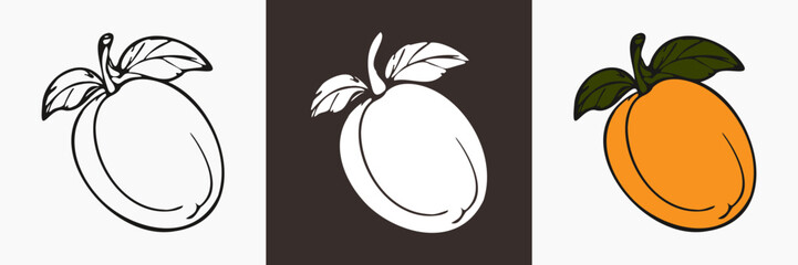 Mango fruit vector silhouette, food illustration.