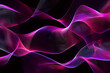 Abstract neon waves in purple and pink hues. Stunning artwork on black background.
