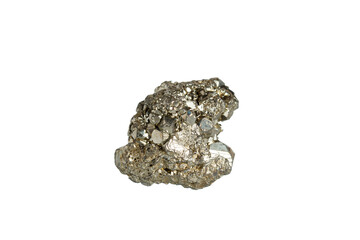 Wall Mural - pyrite mineral stone macro on white background