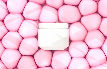 Aufkleber - Abstract podium for product display  with soft bubbles and window light overley. 3d rendering.