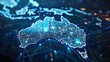 Digital map of Australia, concept of Australia global network and connectivity, data transfer and cyber technology, information exchange and telecommunication