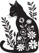 Silhouetted cats with floral patterns inside