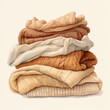 a pile of folded women's knitted sweaters сreated with Generative Ai