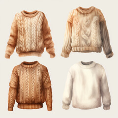 Wall Mural - set of women's knitted sweaters сreated with Generative Ai