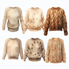 Wall Mural - set of women's knitted sweaters сreated with Generative Ai