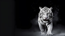 White Tiger On Black Background