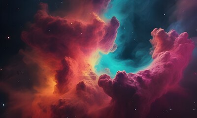 Wall Mural - Nebula clouds in vibrant cosmic hues