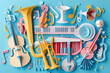 © ClaudiaMoya - Musical Instruments Abstract Illustration. International Jazz Day. Paper cut art style.