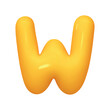 letter W. letter sign yellow color. Realistic 3d design in cartoon balloon style. Isolated on white background. vector illustration