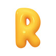 letter R. letter sign yellow color. Realistic 3d design in cartoon balloon style. Isolated on white background. vector illustration