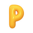 letter P. letter sign yellow color. Realistic 3d design in cartoon balloon style. Isolated on white background. vector illustration