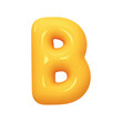 letter B. letter sign yellow color. Realistic 3d design in cartoon balloon style. Isolated on white background. vector illustration