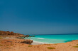 coast of an island in the Indian Ocean. Emerald water, pristine beaches, wild rocky shores. Amazing landscape. Yemen. Socotra.