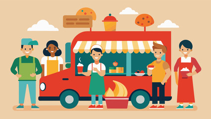 Wall Mural - A food truck festival that offers a section for young food entrepreneurs to showcase their culinary skills and unique food concepts.