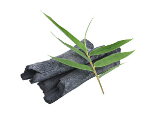 Wall Mural - Natural bamboo charcoal isolated on transparebt png