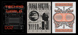 Collection of retro futuristic poster. In Brutalism style, streetwear print, for t-shirt, hoodies and sweatshirts. Isolated on black background