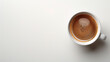 White coffee cup on light surface. Top view. Isolated on withe background. Room for copy space.	