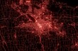 Street map of Syracuse (New York, USA) made with red illumination and glow effect. Top view on roads network. 3d render, illustration
