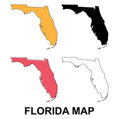 Set of Florida map, united states of america. Flat concept icon vector illustration