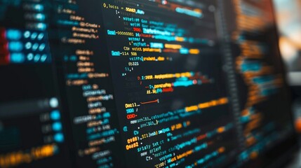 programming code typing. developer software programming code. software data monitor new function. ab