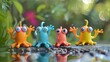 © Jenjira - Rubberlike elasticity in a playful toy design, characters with stretchable arms and legs that bounce back, fun and tactile
