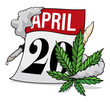 Calendar Page, Smoke, Joint and Cannabis Leaf for 4 20, Vector Illustration