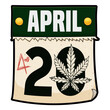 Loose-leaf Calendar with Cannabis Leaf Drawing to Celebrate 4 20, Vector Illustration
