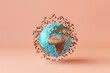 Earth globe with coffee beans all over around. AI generative art