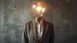 Businesswoman with light bulb head, representing brilliant ideas, Innovation and Creativity