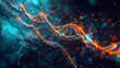 Micro cell DNA wallpaper graphic, particle molecule abstract background.