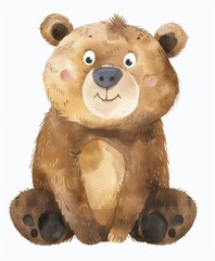cute brown bear art illustration