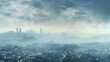 Smog jungle panoramic view, skyscape that shows smog and polluted air pollution from particle