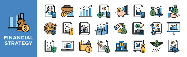 Wall Mural - Financial Strategy Icon Set	