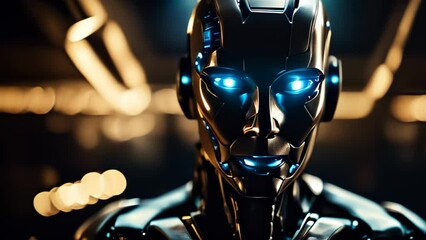 Ai generated robot with advanced cyber technology integrated into its eyes