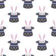 circus seamless pattern with hat and rabbit