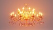 A chandelier with many candles lit up