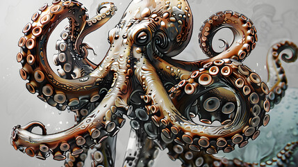Wall Mural - Aggressive Octopus, 