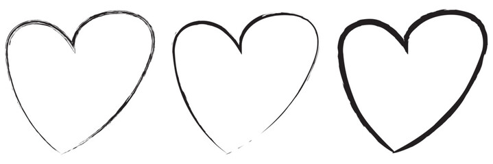 Wall Mural - hand drawn hearts. hand drawn love symbol collection. grunge illustrated heart set. vector illustrat