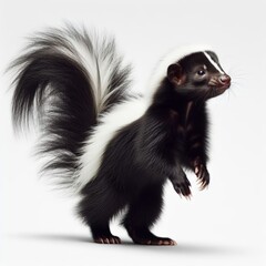 Image of isolated skunk against pure white background, ideal for presentations
