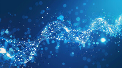 Fototapete - Digital dna strand in blue background