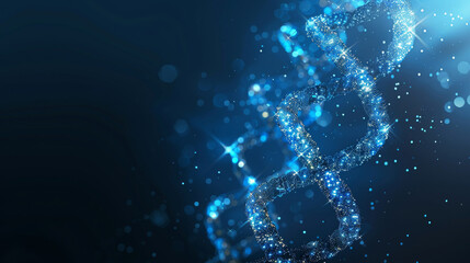 Fototapete - Digital dna strand in glowing blue