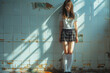 © Darren Green - korean schoolgirl standing in old building