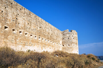 Wall Mural - Stone walls of the Turkish castle of Aptera on the greek island of Crete